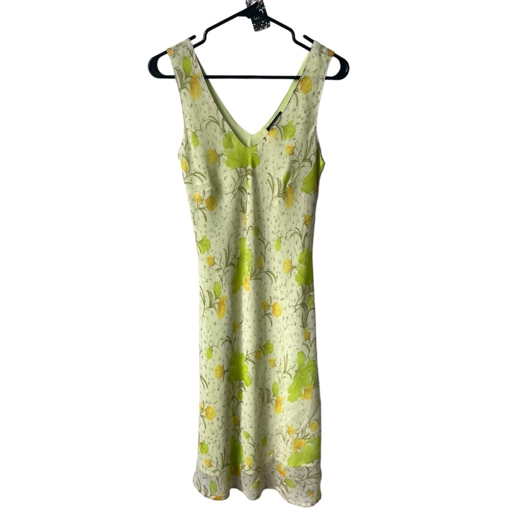 Floral Sleeveless Dress Green and Yellow Italian Inspired Summer Vacation